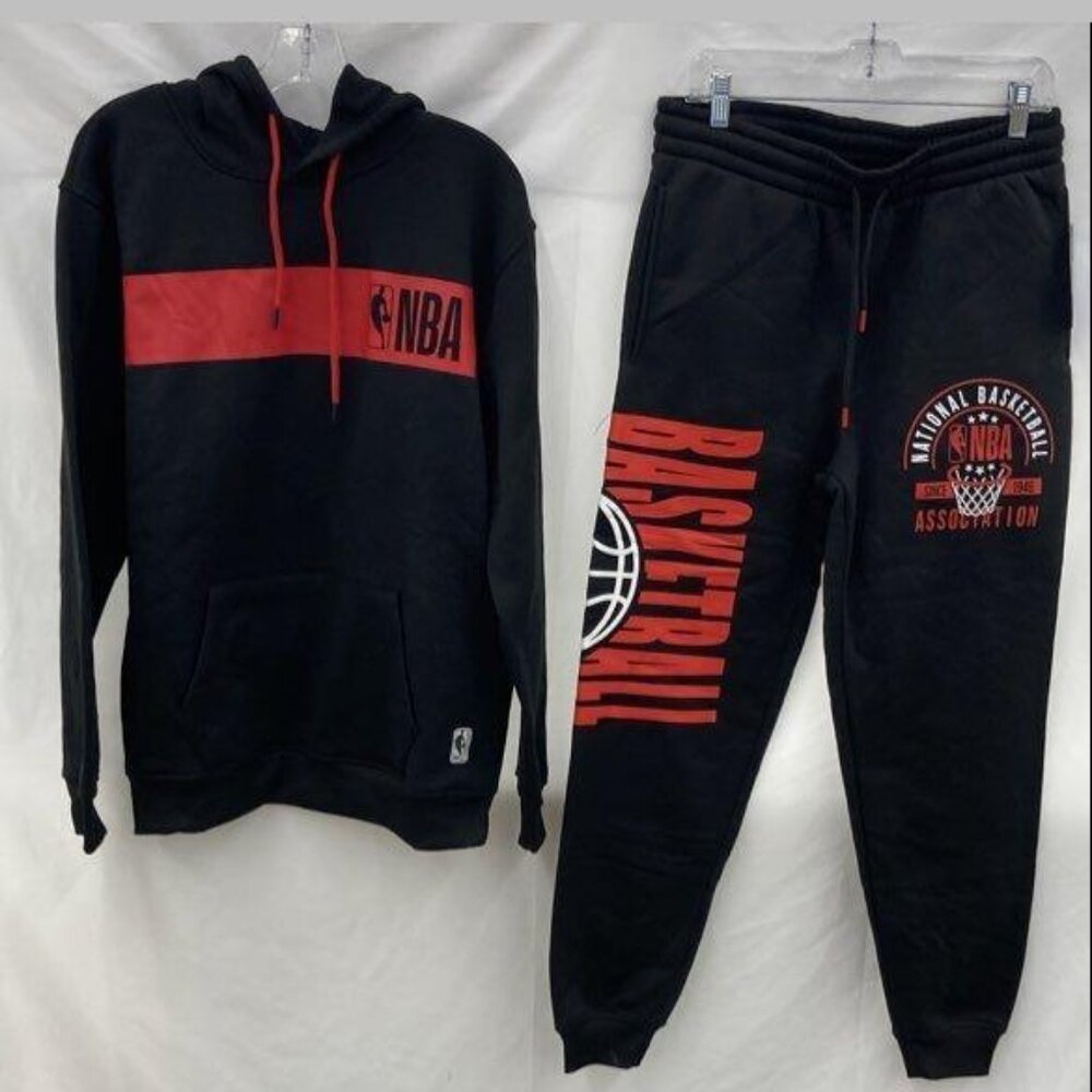 NWT $140 NBA Basketball Sweatsuit 2pc Set Men's Medium Official Merch Black Red